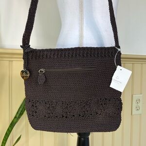 Liz Claiborne Woven Shoulder Bag NWT Floral Crochet Style